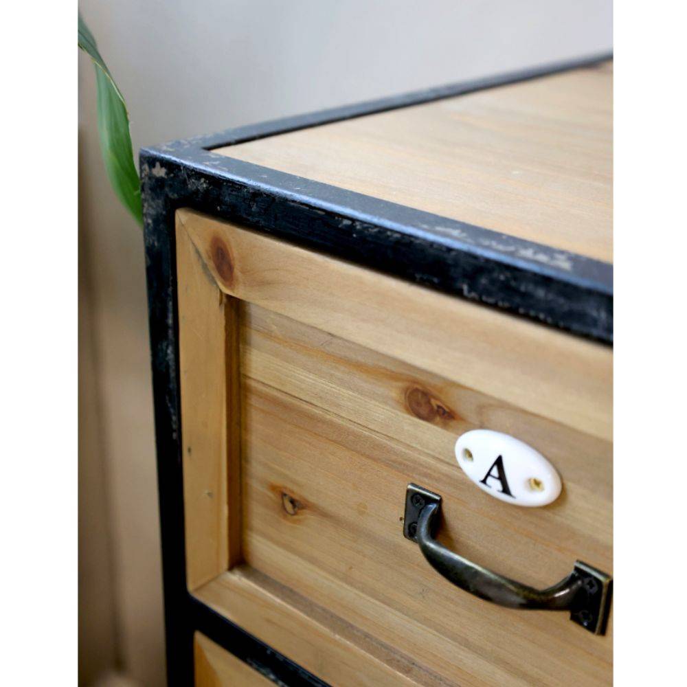 Chemin De Campagne - Commode 16 tiroirs en bois marron et fer noir 119.5 x 39 x 82 cm Chemin de campagne - Imagen 6