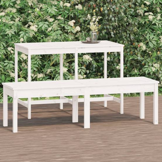 Maison Chic - Banc de jardin - Banc d'extérieur - Banquette à 2 places blanc 159,5x44x45 cm bois massif pin - Imagen 2