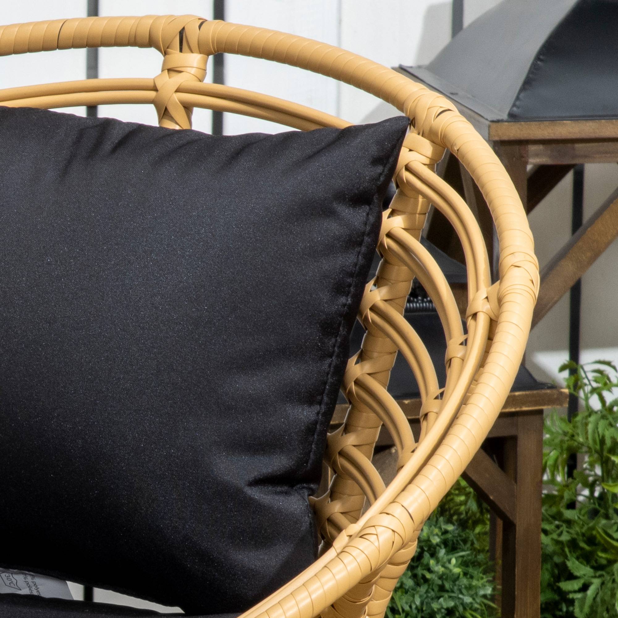 Outsunny - Salon de jardin 4 places 4 pièces style exotique table basse coussins noirs fournis résine tressée aspect rotin - Outsunny - Imagen 7