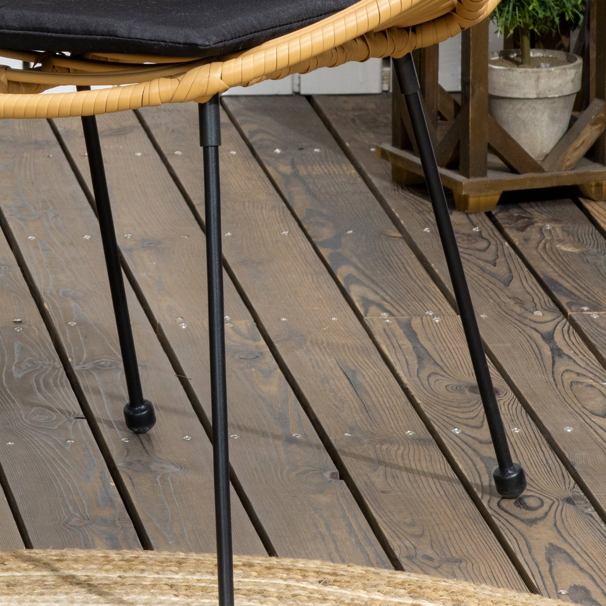 Outsunny - Salon de jardin 4 places 4 pièces style exotique table basse coussins noirs fournis résine tressée aspect rotin - Outsunny - Imagen 9
