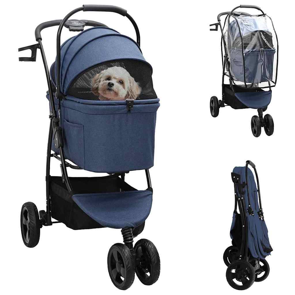 Poussette pour animaux polyester bleu 78 x 54 x 101 cm - PANGIVO - Image 1