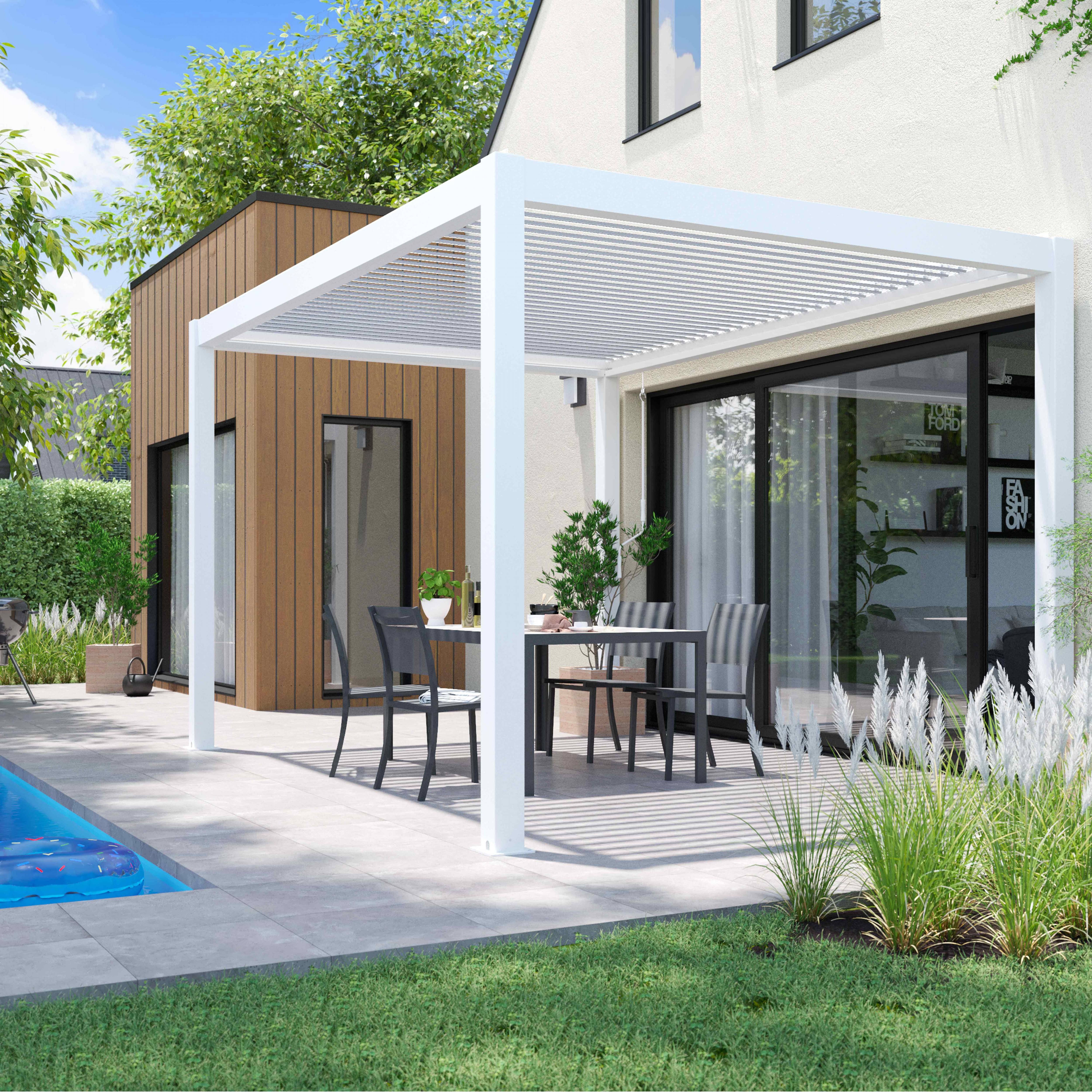Oviala - Pergola bioclimatique autoportée blanche 3x4m  Athenes - Oviala - Imagen 4