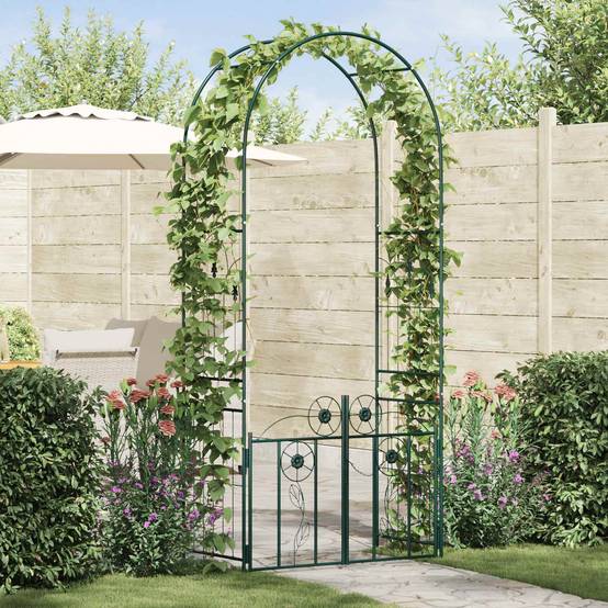 Arche de jardin Métal Vert avec Porte Verrouillable Décoration Extérieure 102cm - ComfortXL Outdoor Living - Image 1