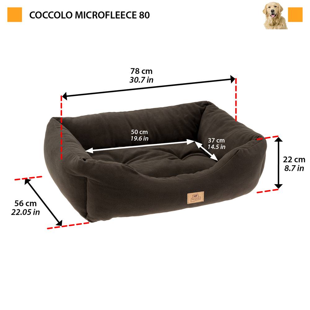 Ferplast - Canapé Lit pour Chiens et Chats COCCOLO MICROFLEECE 80 Soft Micropolaire Lavable Taupe - Imagen 2