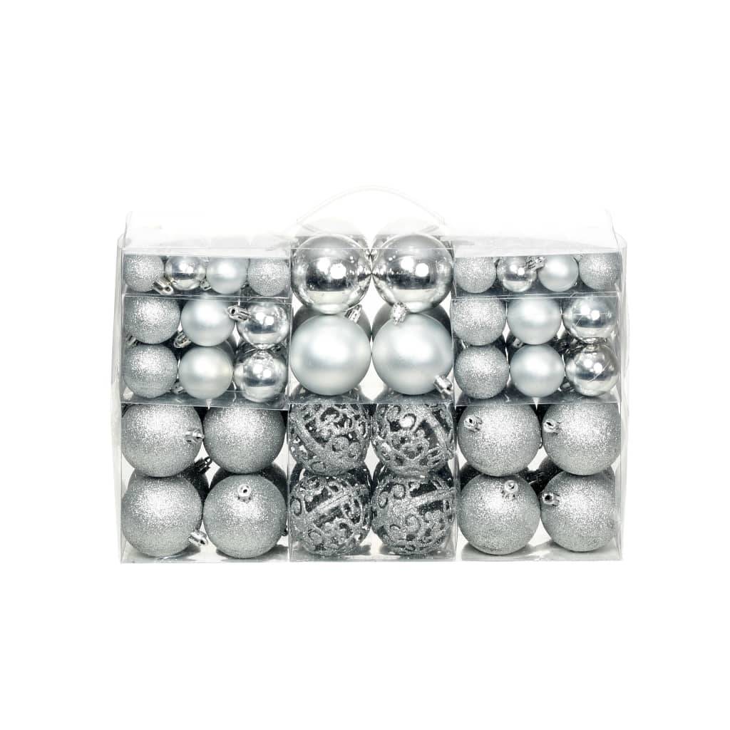 Ensemble de boules de Noël - Ornements de Noël - décorations de Noël 100 pcs 3/4/6 cm Argenté - Image 2