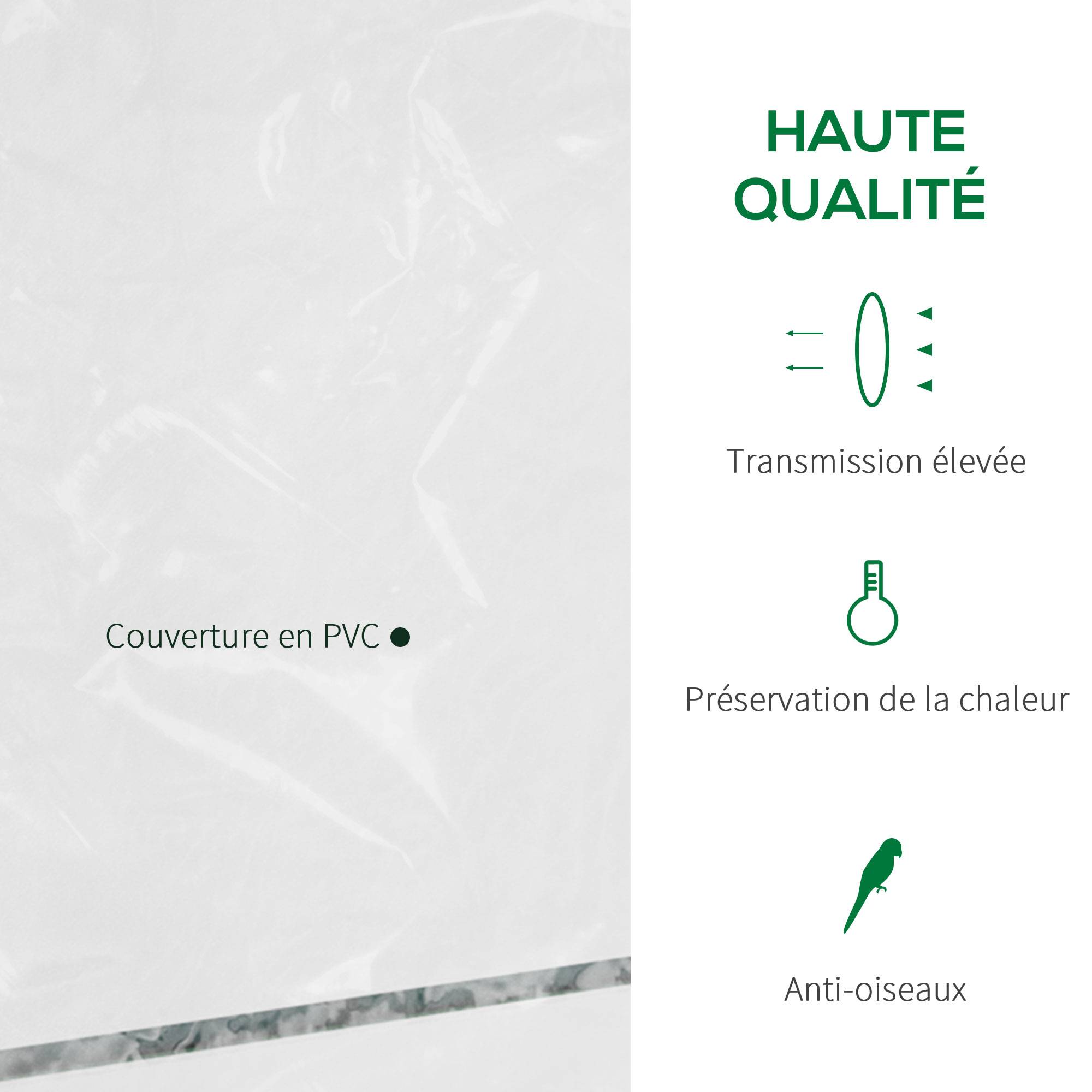 Serre de jardin 8 étagères bâche transparente PVC porte enroulable 143 x 73 x 195 cm - transparent - Image 6