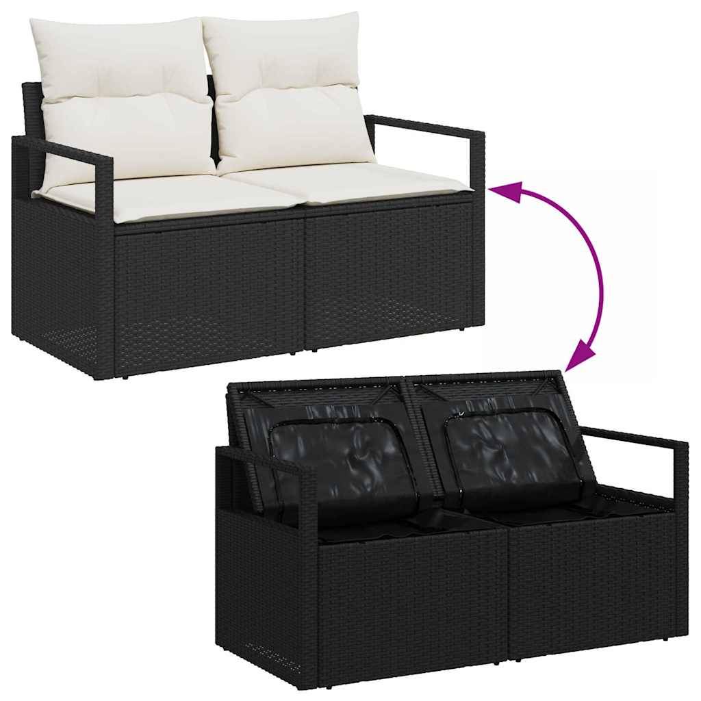 Salon de Jardin Tressé 12 Pièces Noir et Crème – Résine Durable avec Coffres Pratiques et Table Basse – ComfortXL Outdoor Living - Image 5