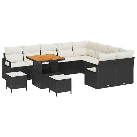 Salon de Jardin Tressé 12 Pièces Noir et Crème – Résine Durable avec Coffres Pratiques et Table Basse – ComfortXL Outdoor Living - Image 2