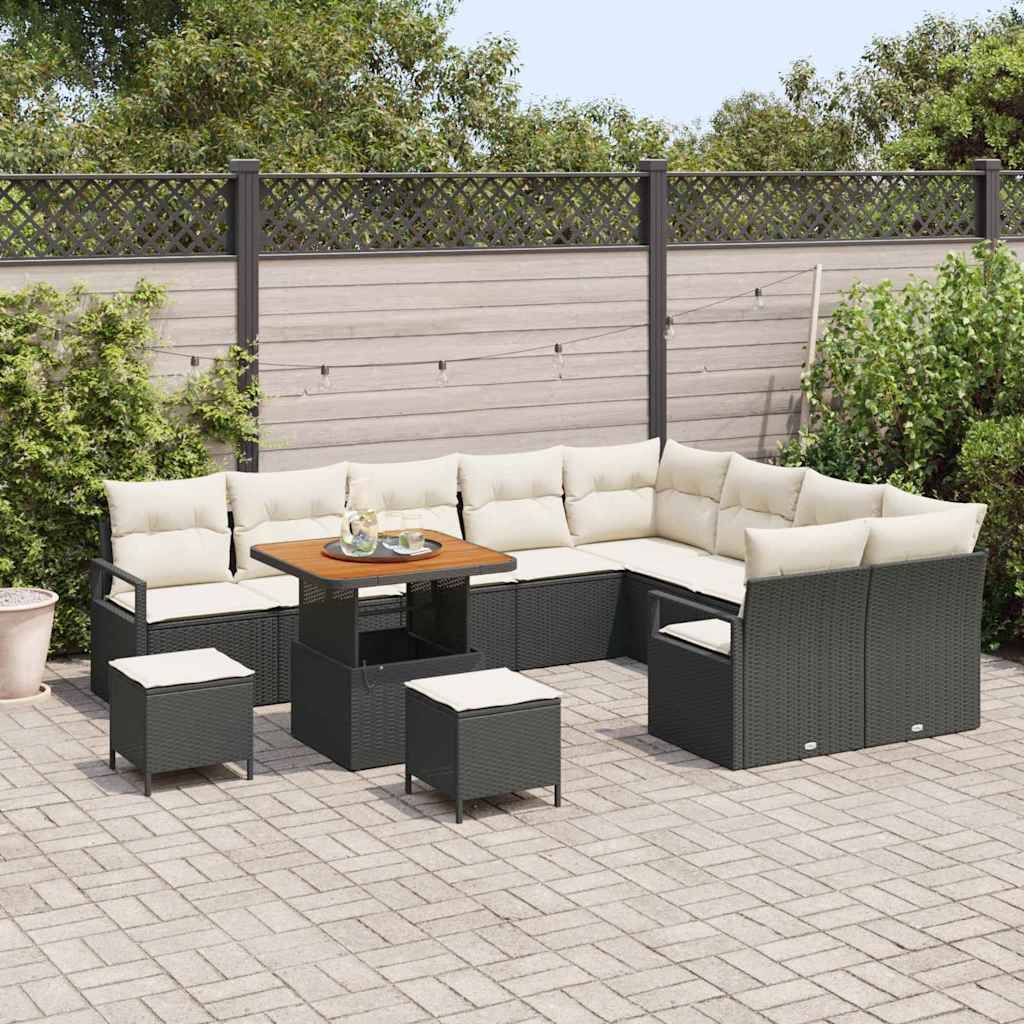 Salon de Jardin Tressé 12 Pièces Noir et Crème – Résine Durable avec Coffres Pratiques et Table Basse – ComfortXL Outdoor Living - Image 3