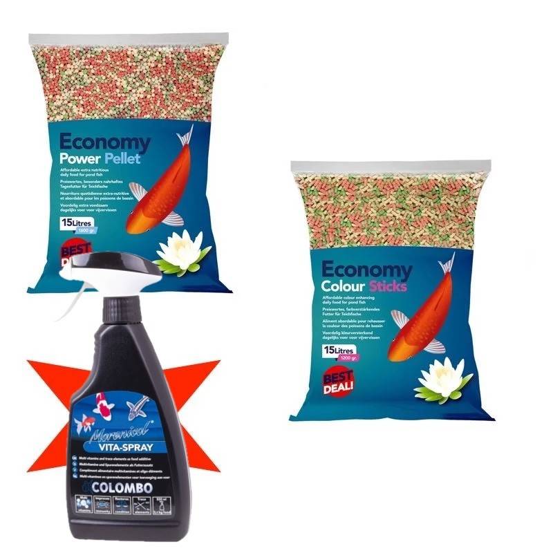 Superfish - Pack nutrition et vitamines pour carpes koï – Nourriture 30 L + spray vitaminé