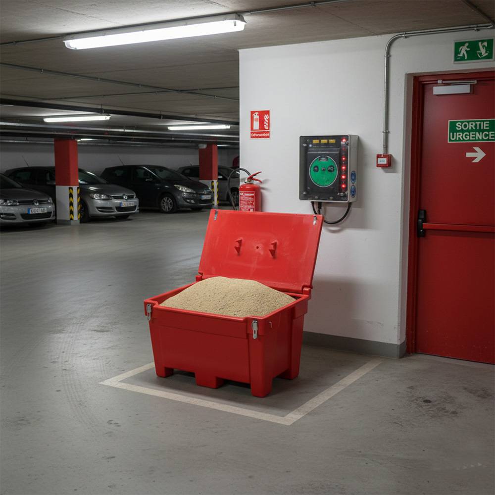 Bac à sable incendie/ à sel de déneigement 300l avec grenouillères-plast'up rotomoulage - Imagen 4