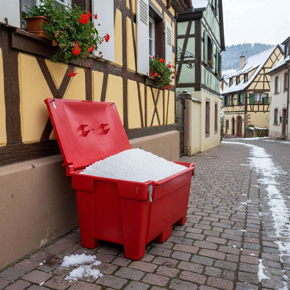 Bac à sable incendie/ à sel de déneigement 300l avec grenouillères-plast'up rotomoulage - Imagen 5
