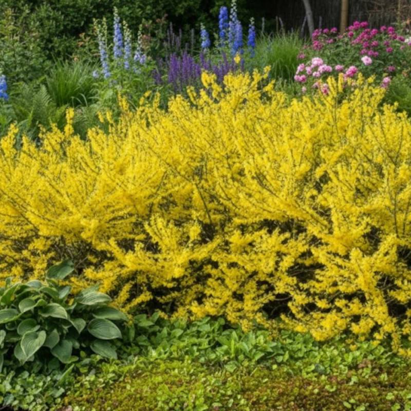 Forsythia Marée d'Or® 'Courtasol', Mimosa de Paris à fleurs Jaune - feuillage Caduc - Pot de 3L - 20/40 cm-  hauteur à maturité De 0,50 m à 1,00 m - Image 4