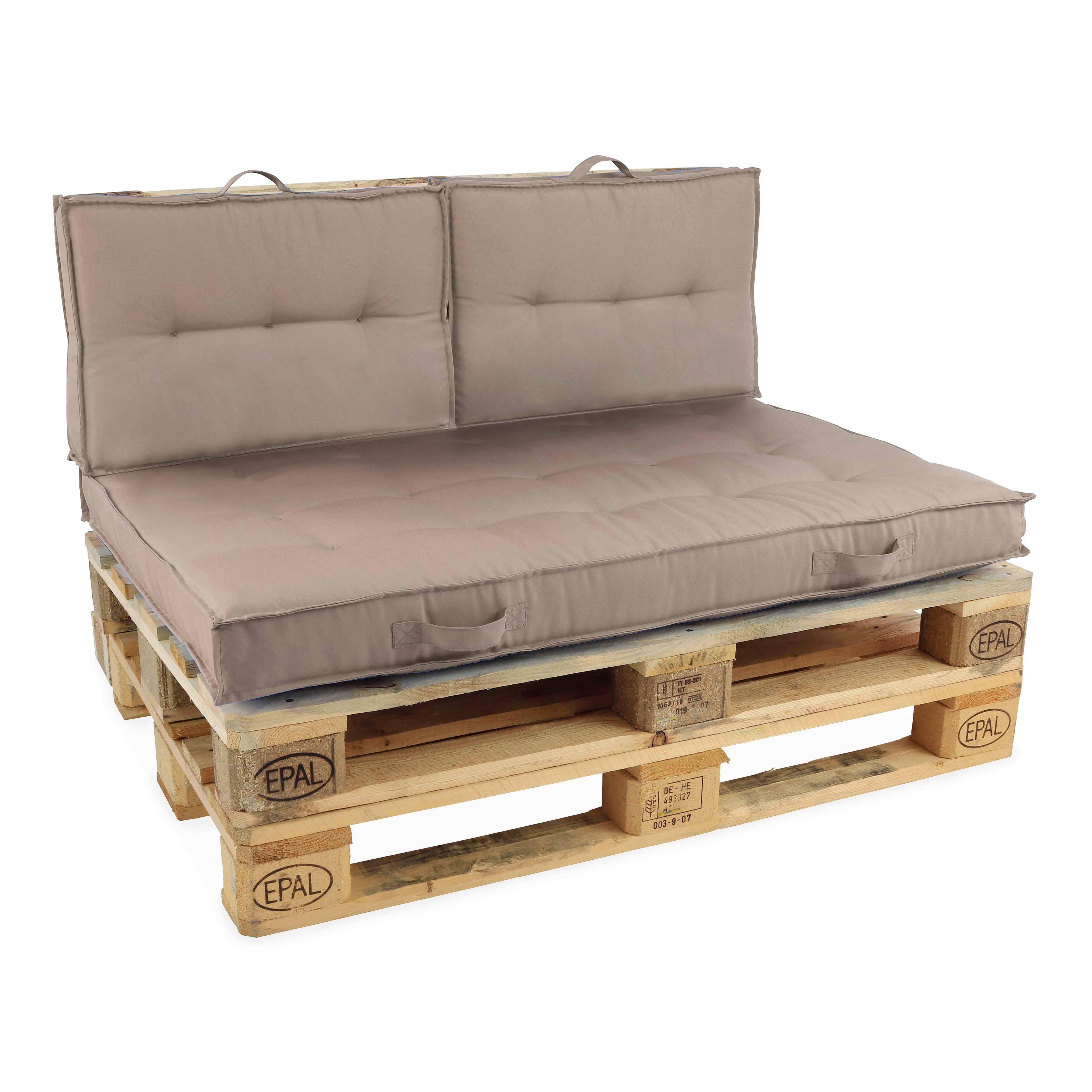 Oviala - Pack salon de jardin palettes et cousinage taupe Cuzco - Oviala - Imagen 1