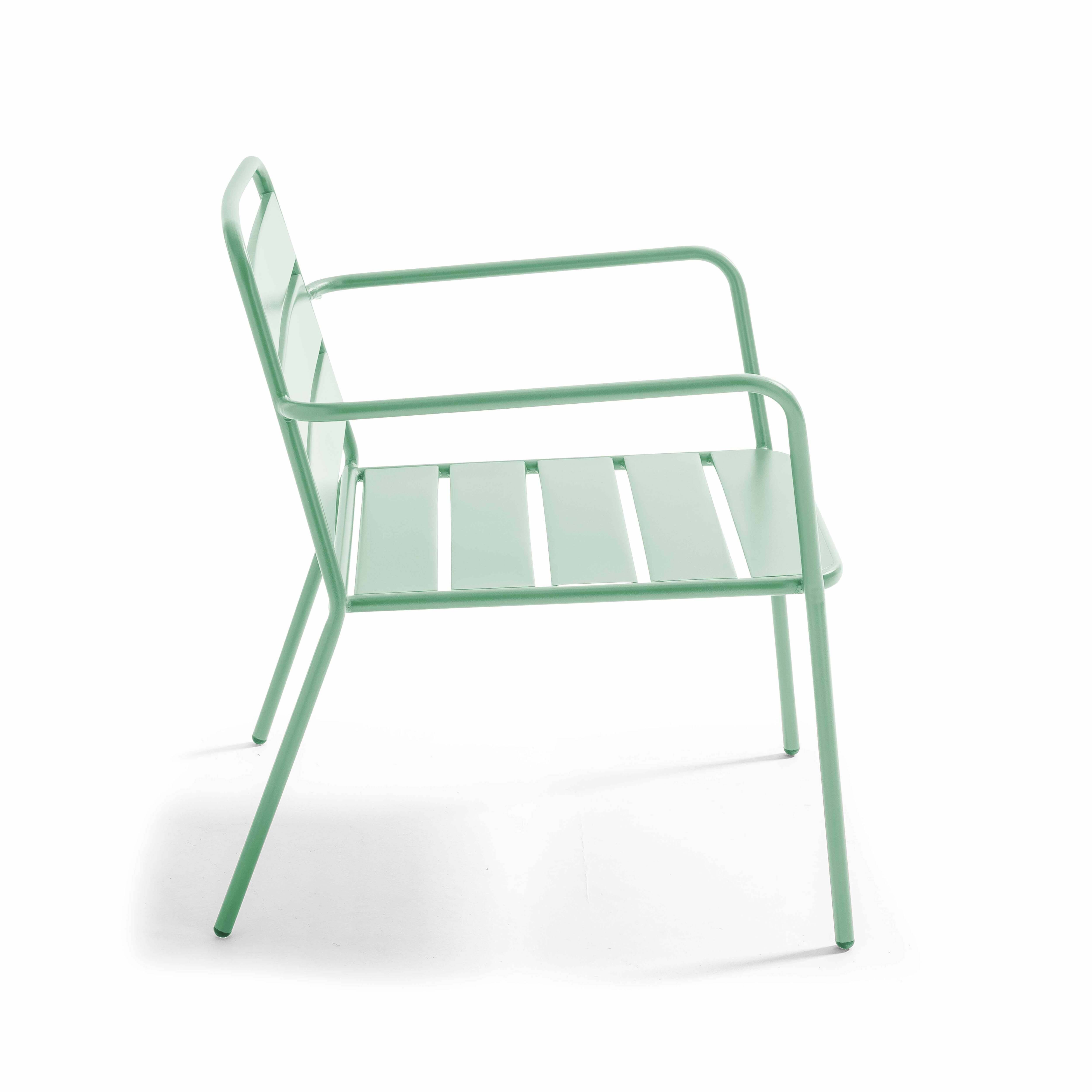 Oviala - Fauteuil bas de jardin en métal vert sauge Palavas - Oviala - Imagen 3
