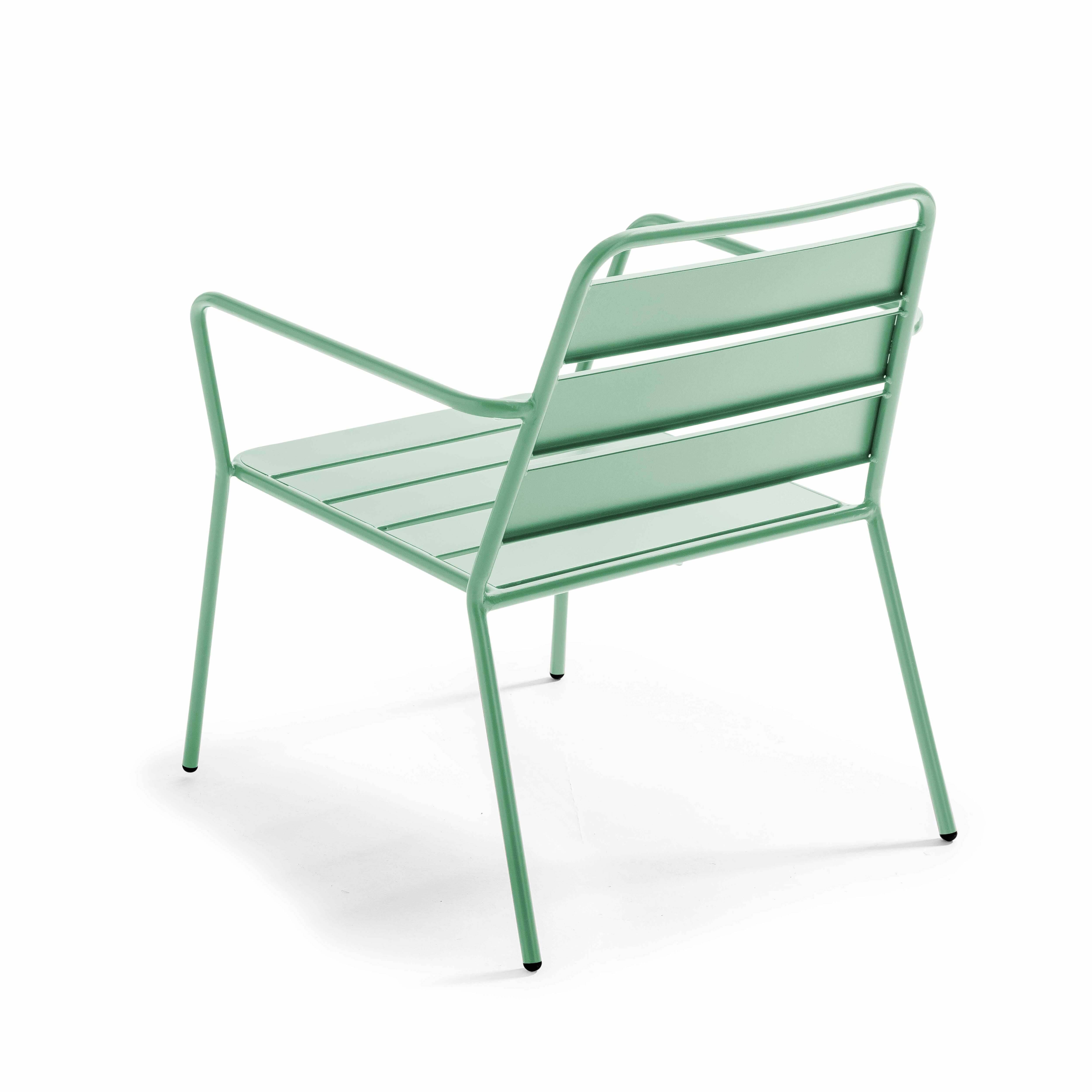 Oviala - Fauteuil bas de jardin en métal vert sauge Palavas - Oviala - Imagen 4
