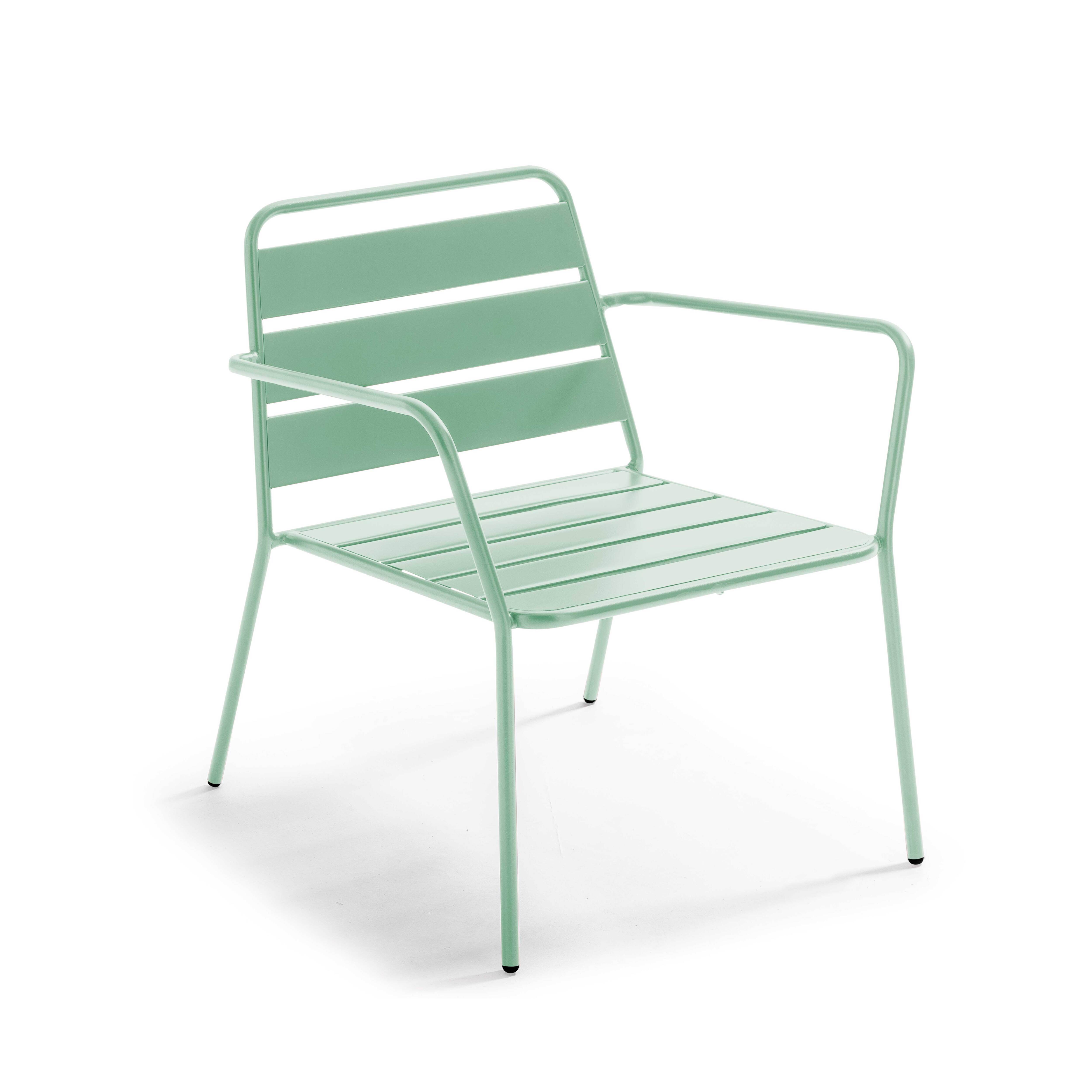 Oviala - Fauteuil bas de jardin en métal vert sauge Palavas - Oviala - Imagen 1