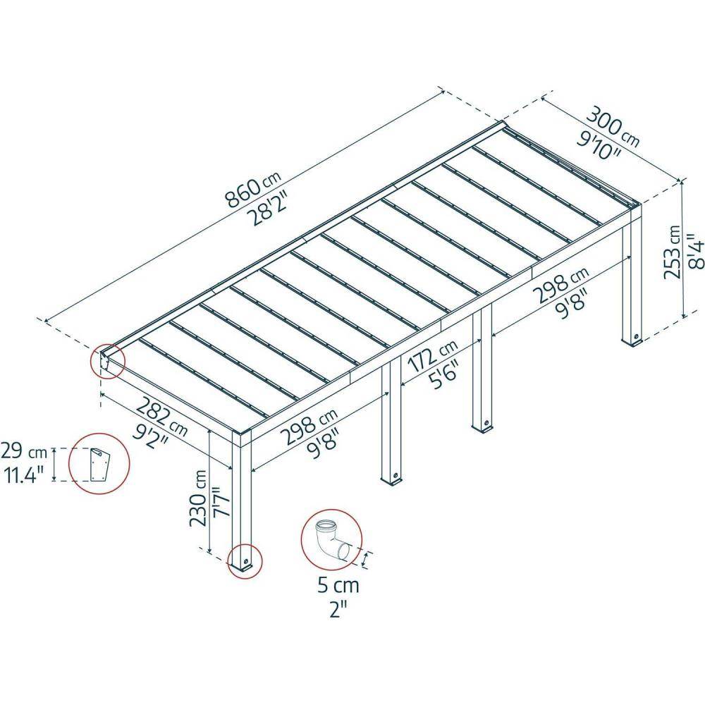 Canopia - Canopia Pergola Helsinki 3 x 8,6 m Pergola en bois de cèdre - Imagen 3