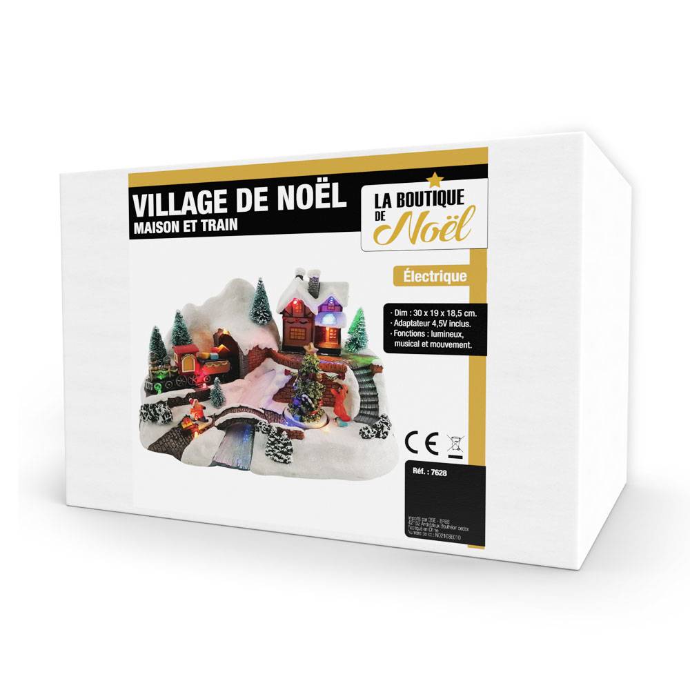 Village de Noël lumineux maison et petit train - Image 2