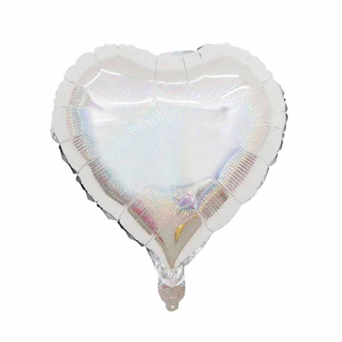 Ballon Gonflable Métallisé "Cœur" 38cm Argent - Image 1