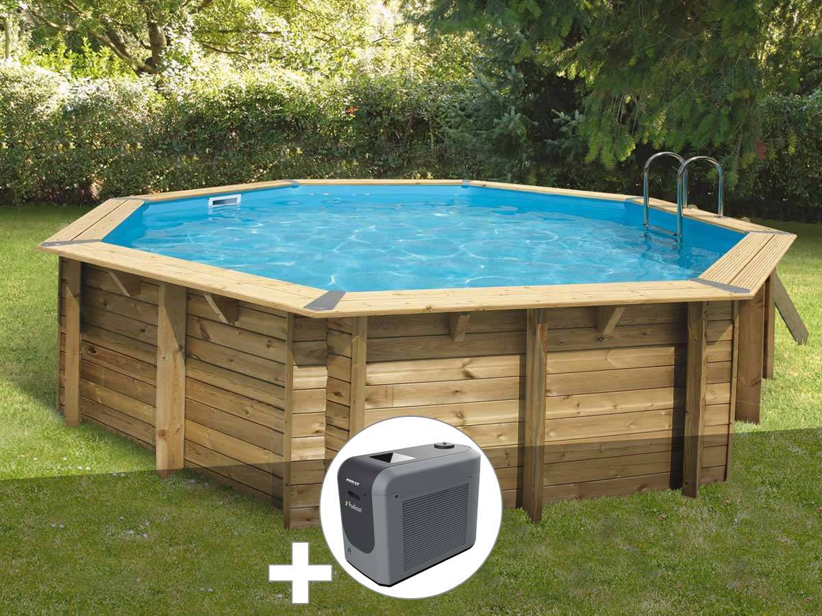 Ubbink - Kit piscine bois Ubbink Océa 5,10 x 1,20 m - Liner bleu + Poolican