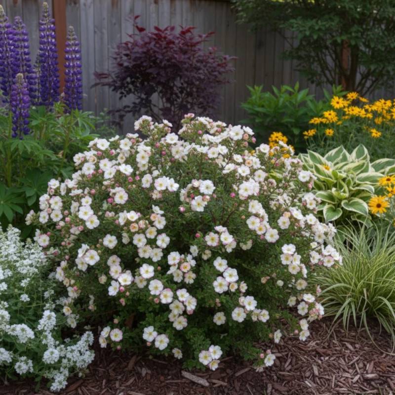 Potentille arbustive Double Punch® Cream 'MINCRERO01', Potentilla à fleurs Rose - feuillage Caduc - Pot de 1,5L - Tuteur bambou 30/60 cm-  hauteur à m - Imagen 7