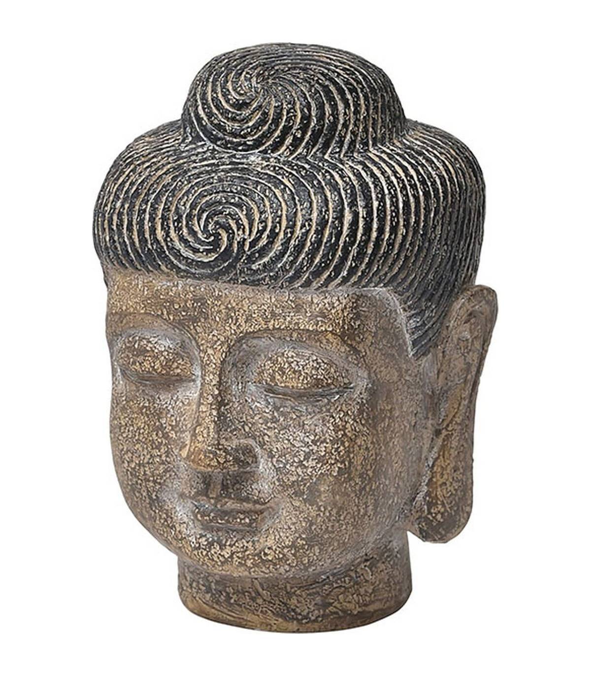 Objet déco Bouddha en Résine Taupe et Or H 18.2 cm