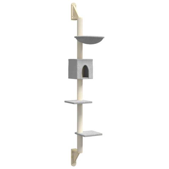 Arbre à chat mural - Arbre à grimper pour chat - Tour à chat avec griffoir gris clair 187 cm - Image 1