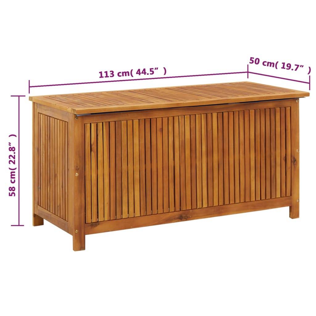 Helloshop26 - Coffre boîte meuble de jardin rangement 113 x 50 x 58 cm bois d'acacia solide - Imagen 7