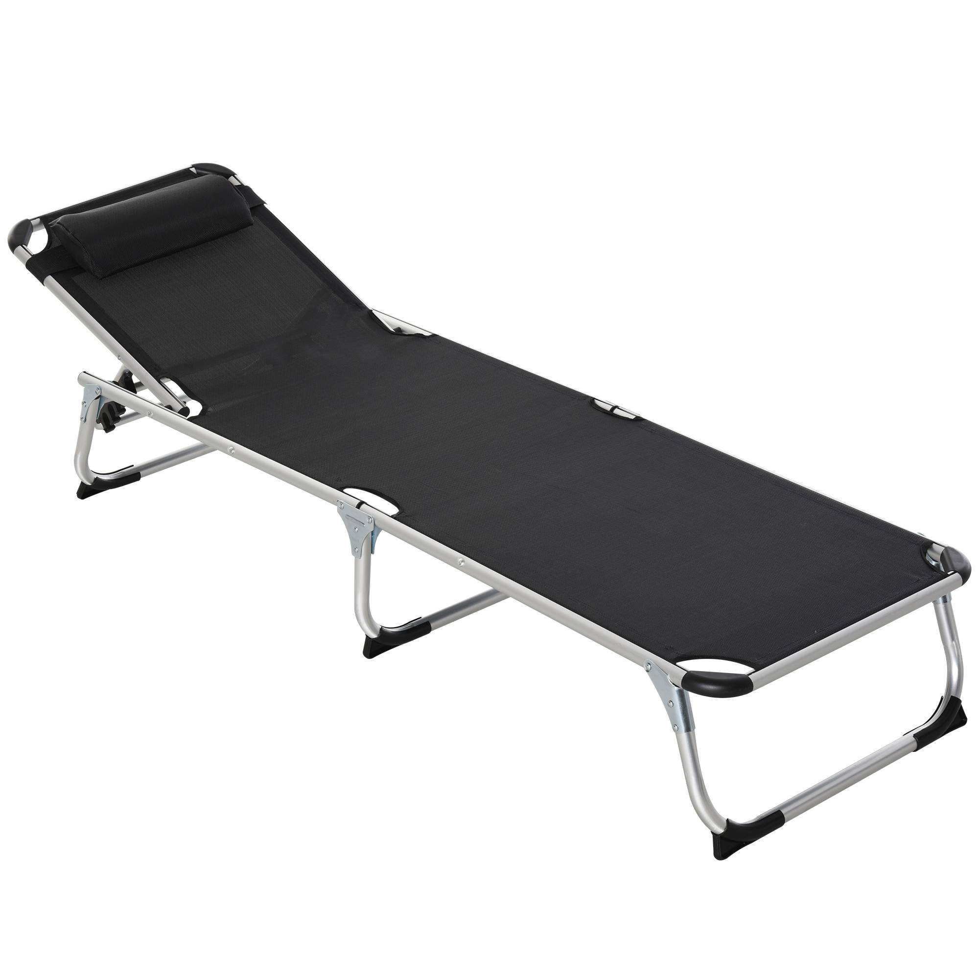 Bain de soleil pliant en aluminium pour jardin et terrasse dossier inclinable noir - ComfortXL Outdoor Living - Image 2