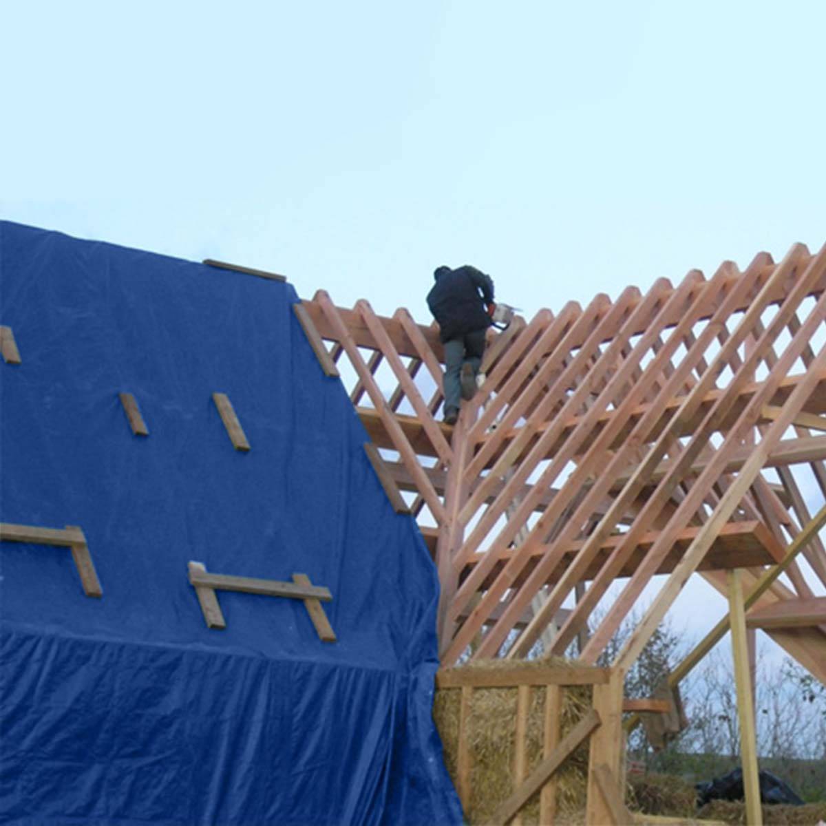 Bâche Toiture 2x3 m XP640TO Bleue - Garantie 10 ans - Bâche d'étanchéité pour Couvreur et Charpentier - Made in France TECPLAST - Imagen 2
