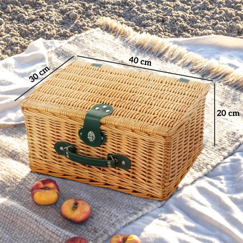Panier Pique-nique Osier Isotherme 2 Personnes Vaisselle Incluse 40cm Marron - ComfortXL Outdoor Living - Image 3