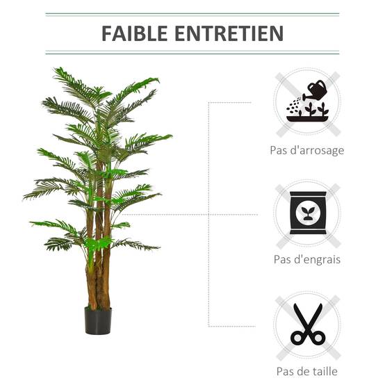 Palmier artificiel intérieur PE décoration exotique pot inclus 185cm vert - ComfortXL Outdoor Living - Image 8