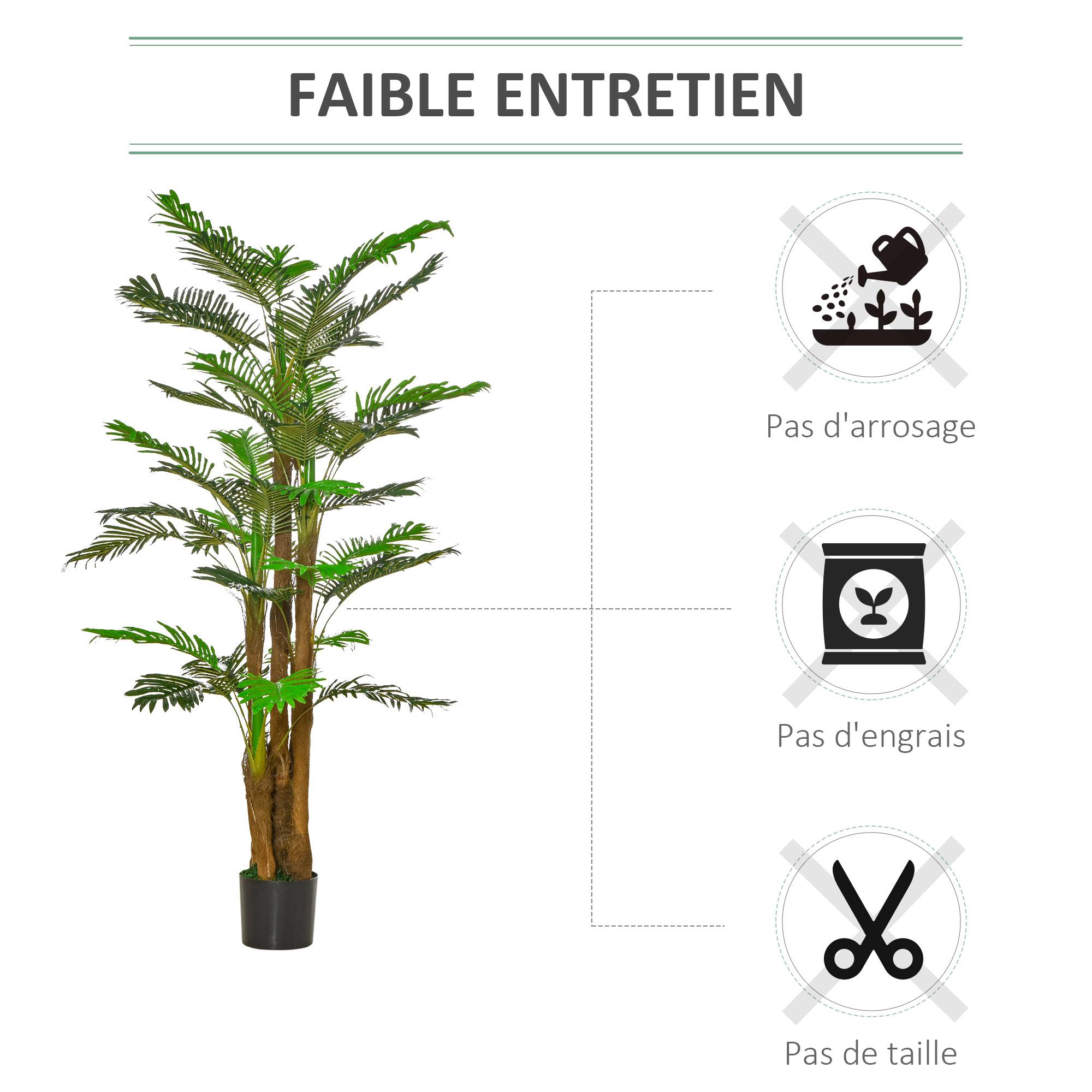 Palmier artificiel intérieur PE décoration exotique pot inclus 185cm vert - ComfortXL Outdoor Living - Image 8