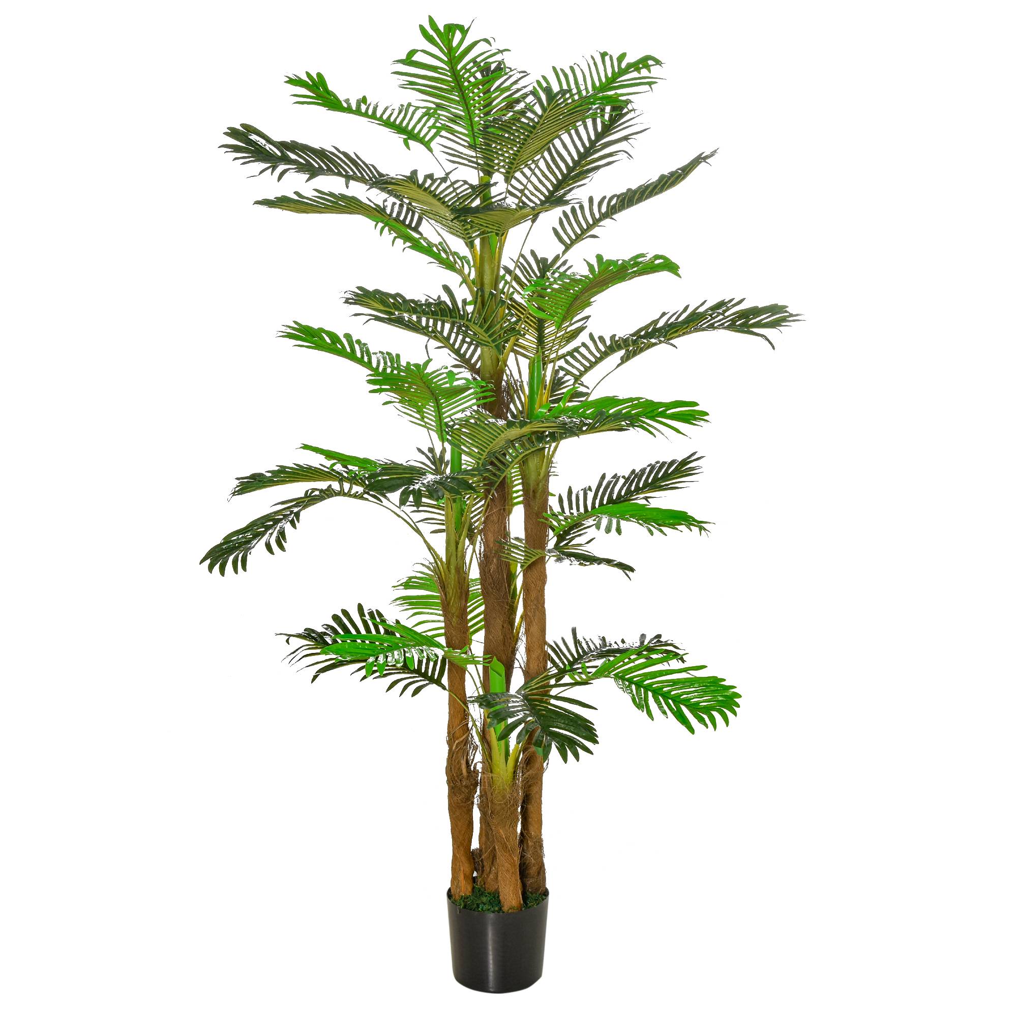 Palmier artificiel intérieur PE décoration exotique pot inclus 185cm vert - ComfortXL Outdoor Living - Image 1