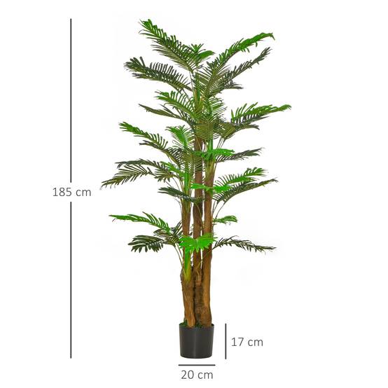 Palmier artificiel intérieur PE décoration exotique pot inclus 185cm vert - ComfortXL Outdoor Living - Image 5