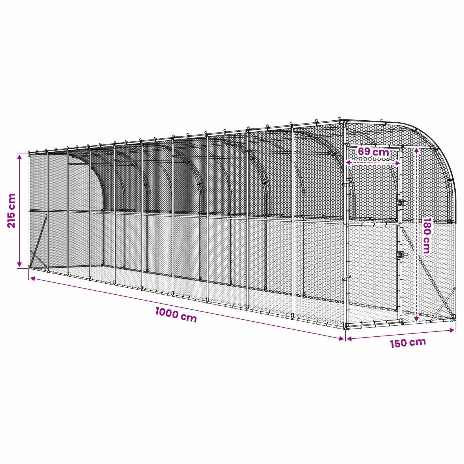 Vidaxl - Poulailler contre le mur Argenté 600 x 150 x 215 cm vidaXL 3434724 - Image 3
