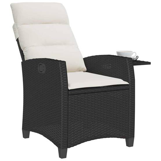 Chaise de jardin inclinable avec table d'appoint noir polyrotin 65 x 58 x 94 cm, Poids :12.95kg - PANGIVO - Image 4