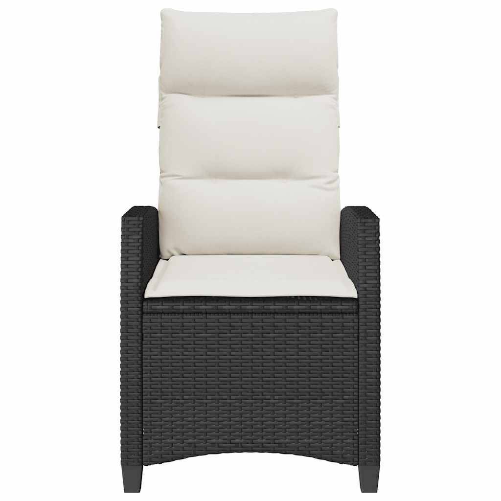 Chaise de jardin inclinable avec table d'appoint noir polyrotin 65 x 58 x 94 cm, Poids :12.95kg - PANGIVO - Image 5