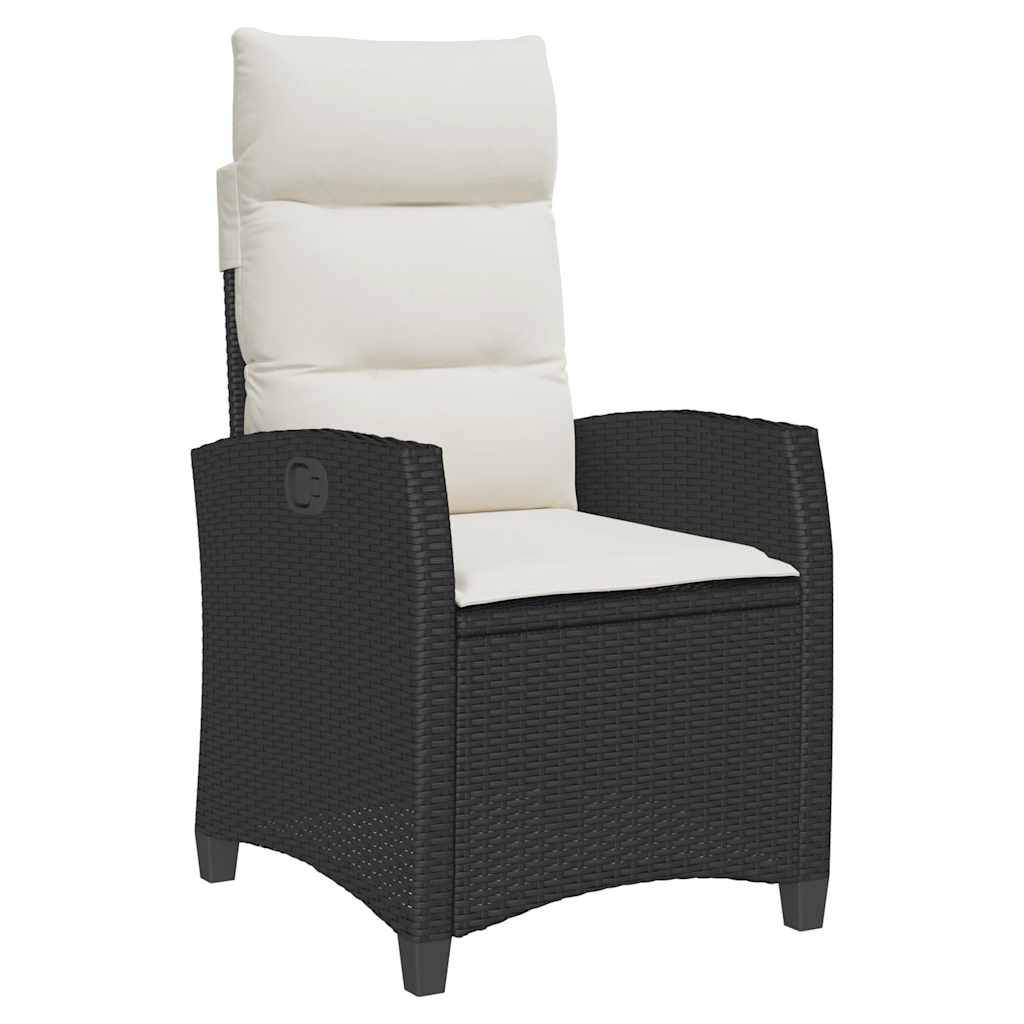 Chaise de jardin inclinable avec table d'appoint noir polyrotin 65 x 58 x 94 cm, Poids :12.95kg - PANGIVO - Image 2