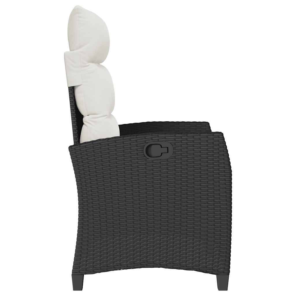 Chaise de jardin inclinable avec table d'appoint noir polyrotin 65 x 58 x 94 cm, Poids :12.95kg - PANGIVO - Image 6