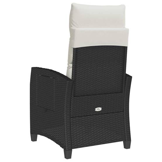 Chaise de jardin inclinable avec table d'appoint noir polyrotin 65 x 58 x 94 cm, Poids :12.95kg - PANGIVO - Image 7