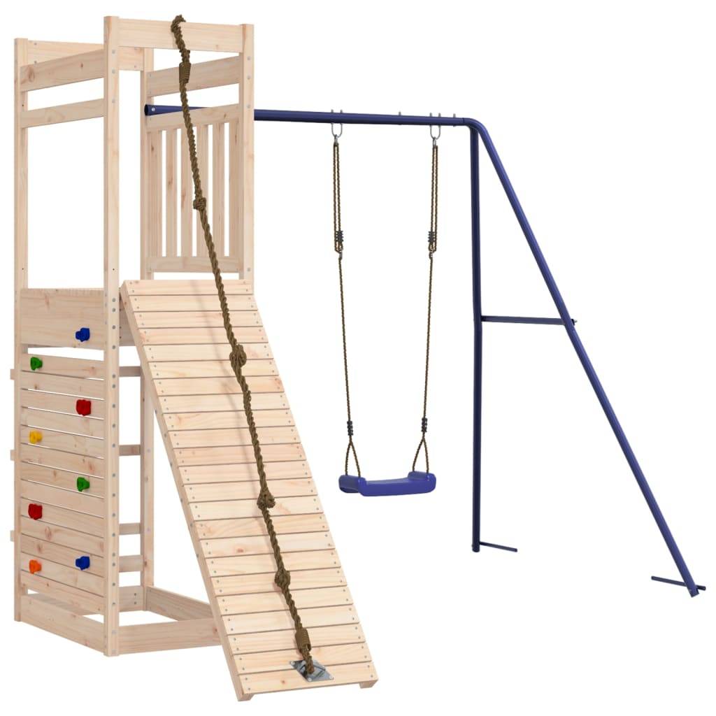 Helloshop26 - Aire de jeux d'extérieur balançoires toboggan portiques robuste jeux jardin 246 x 256 x 207 cm bois de pin massif - Imagen 3