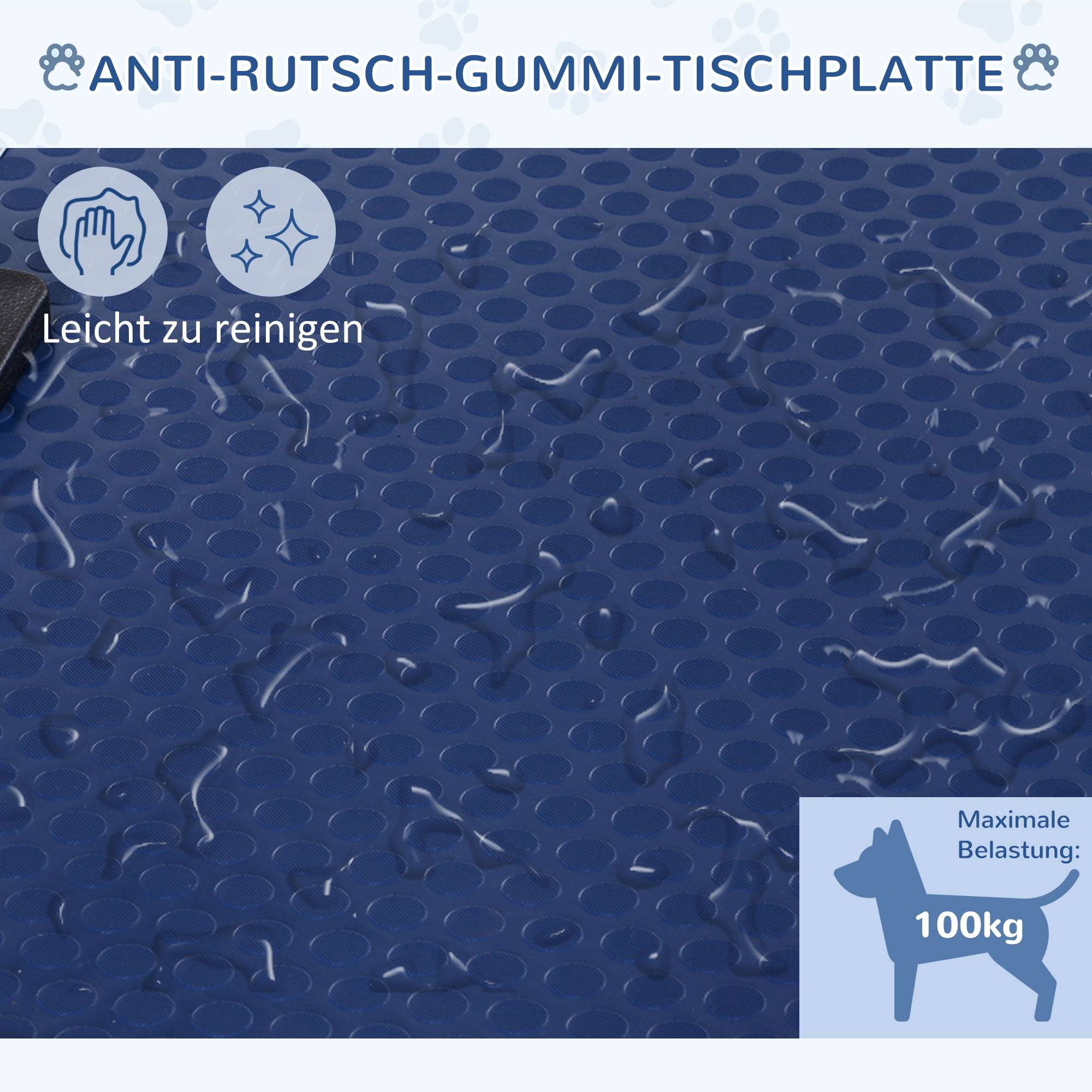 Sans Marque - Table de toilettage réglable pliable, panier sous-table, pour chiens/chats jusqu'à 100 kg, Bleu - Image 7