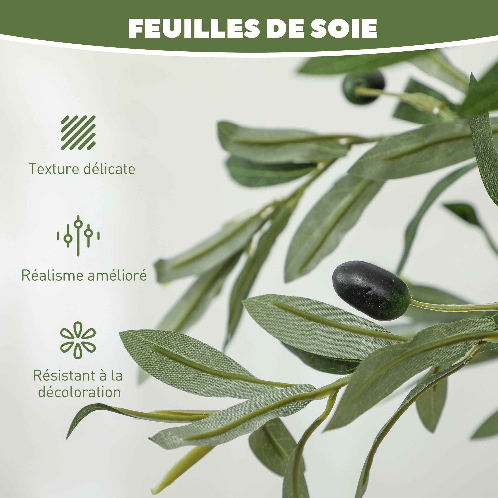 Olivier artificiel 150 cm plante artificielle intérieur, fausse plante décoration pour maison, bureau, salon, chambre - Image 3