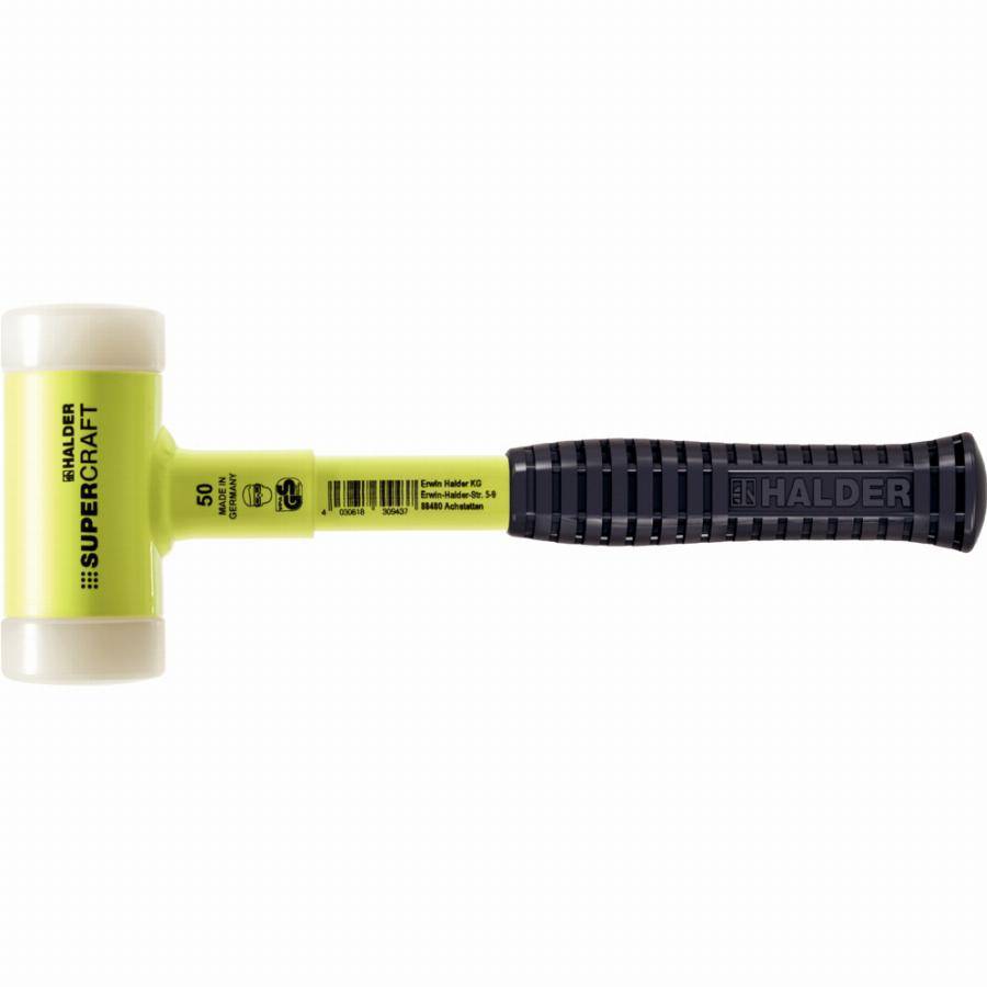 Maillet SUPERCRAFT, avec manche en tube d'acier incassable, revêtu jaune fluorescent et poignée antidérapante - D=40 mm - 3377.140