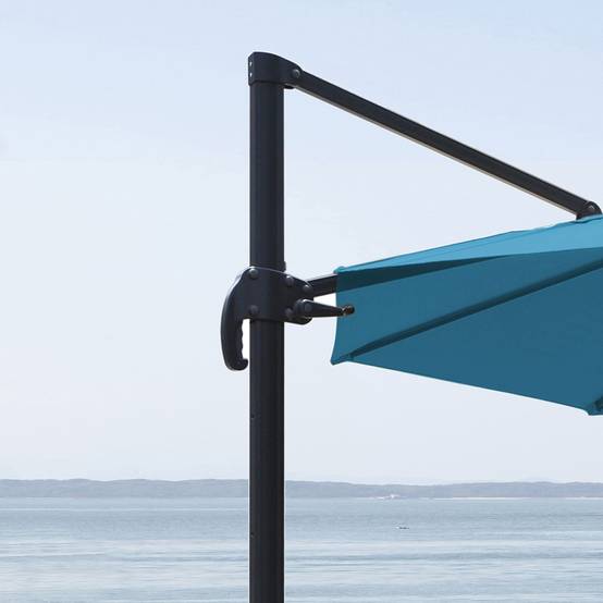 Parasol déporté rond - JARDILINE - Aluminium/Polyester/Toile - Bleu Canard - Image 2
