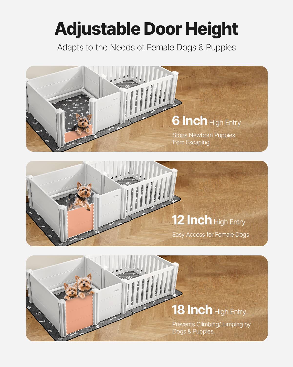 VEVOR Parc Caisse de Mise Bas pour Chien Chiot 186,5x97x50 cm avec Tapis d'Urine - Image 4