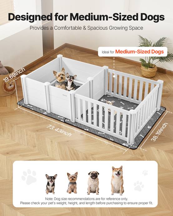 VEVOR Parc Caisse de Mise Bas pour Chien Chiot 186,5x97x50 cm avec Tapis d'Urine - Image 2