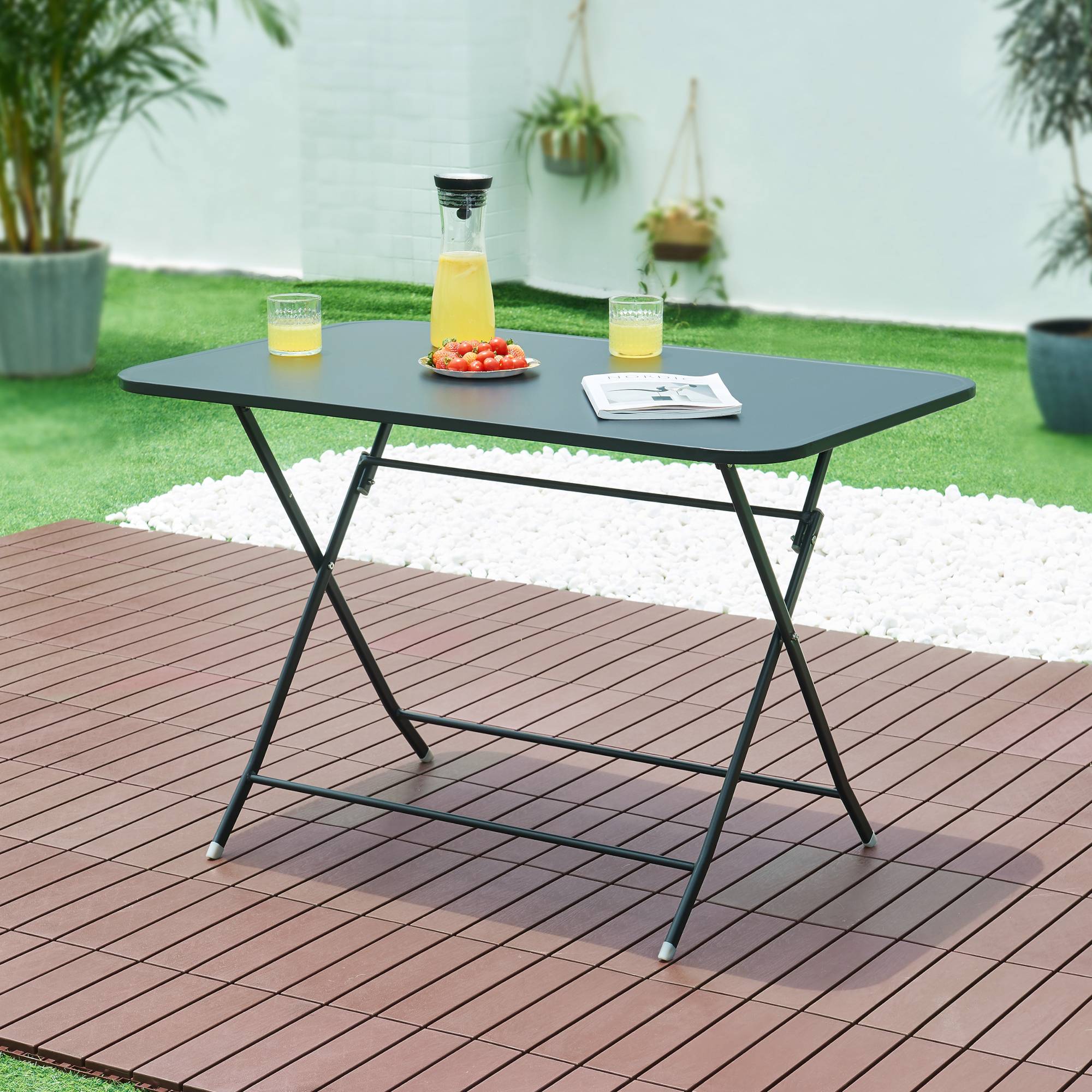 Table de jardin pliante Sande 110 x 70 x 71 cm noir [en.casa] - Image 2